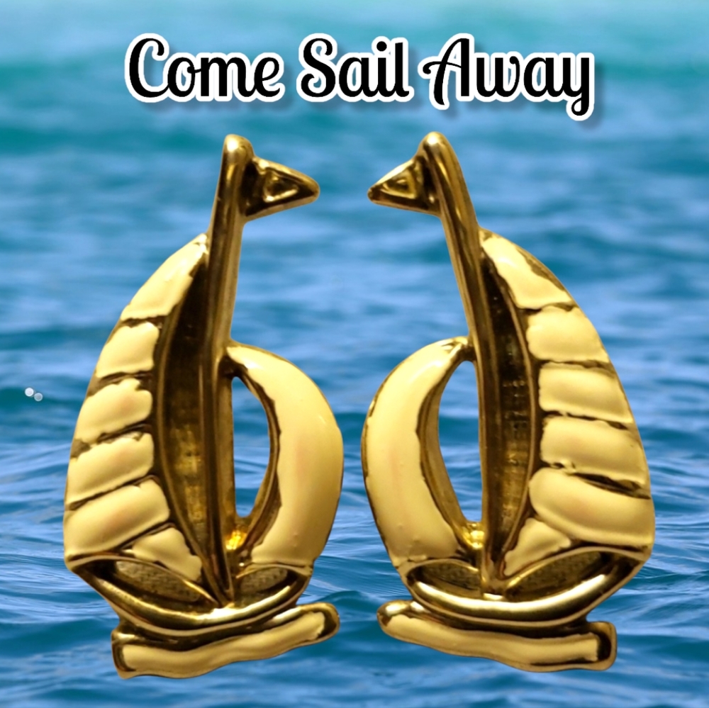 Vintage "Come Sail Away" Post Earrings By Best Co